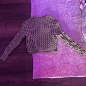 Cable Knit Sweater - Olive Green